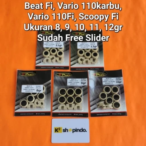 Roller Loller Slider Piece Bpro Vario 125 150 Fi Injeksi / Pcx / ADV / Spin / Skywave / Beat Fi / Vario 110 Karbu Fi / Scoopy Fi / Mio / Nmax / Aerox / Xeon / Mio M3 / Soul GT 125 BPro B Pro Racing