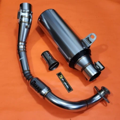 Knalpot Racing Daeng ADV 150 Inlet 50mm Full Stainless Sand Blasting - Image 3