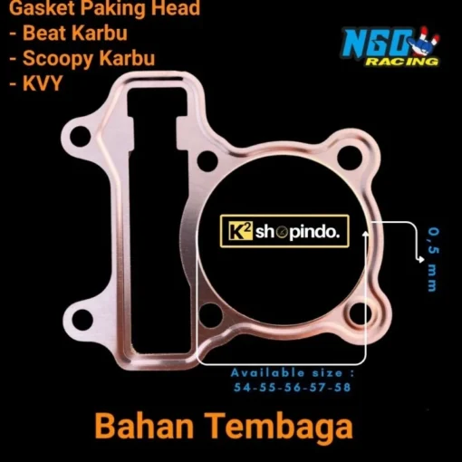 Paking Blok Paking Head Tembaga Beat Scoopy Karbu KVY Packing Head Perpak Gasket NGO Original - Image 2