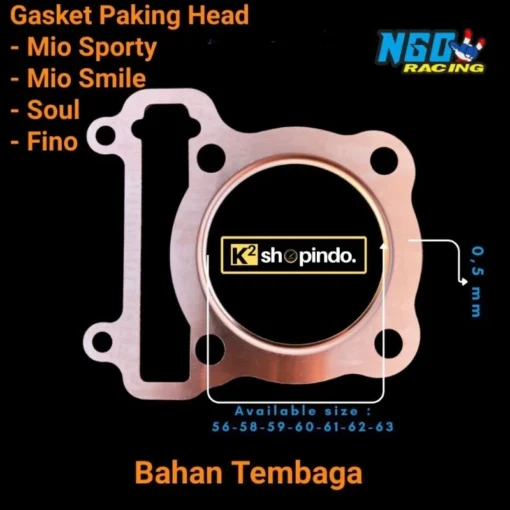 Paking Blok Paking Head Tembaga Mio Soul Mio Smile Sporty Fino Packing Head Perpak Gasket NGO Original - Image 2