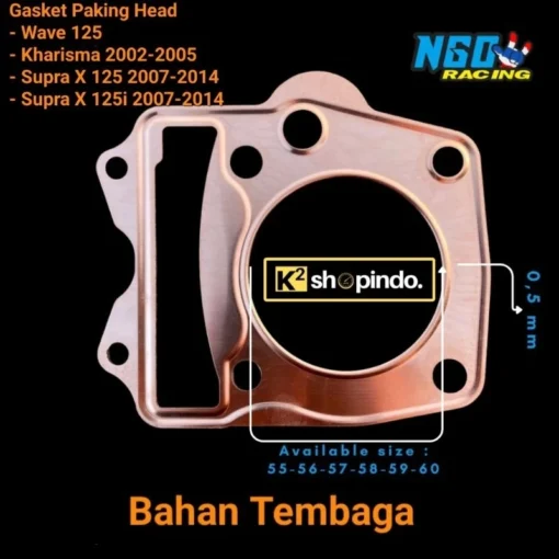 Paking Blok Paking Head Tembaga Supra X 125 Karisma Kharisma Wave 125 KPH Packing Head Perpak Gasket NGO Original - Image 3